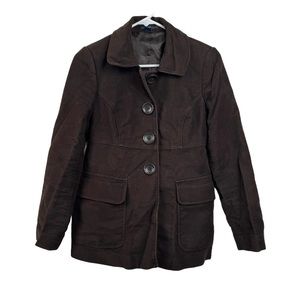Gap Chocolate Brown Button Up Coat Size XS Cotton